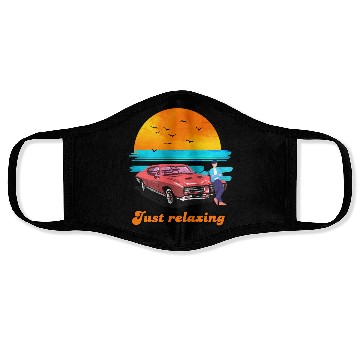 Discover Just Relaxing – Vintage Sunset Car Vibes Face Masks