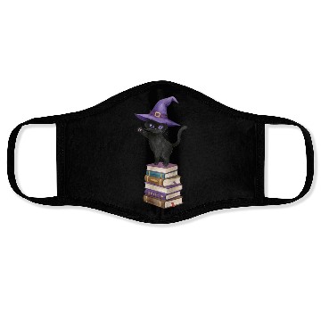 Discover Enchanted Black Cat with Witch Hat Face Masks