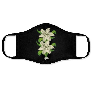 Discover Elegant White Lily Botanical Illustration Face Masks