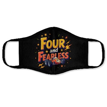 Discover Four and Fearless - 4th Birthday Race Car Design Face Masks