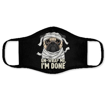 Discover Funny Mummy Dog Illustration Face Masks