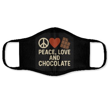 Discover Peace Love and Chocolate Quote Design Face Masks
