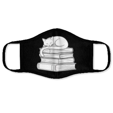 Discover Sleeping Cat on Books Face Masks