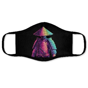 Discover Neon Samurai Warrior Illustration Face Masks