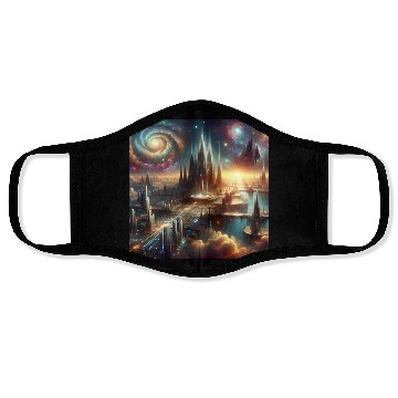 Discover Future Sci-Fi Cityscape Alien Planet King's Castle Face Masks