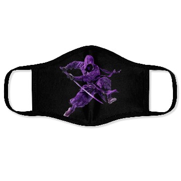 Discover Stealthy Samurai in Purple Armor Face Masks
