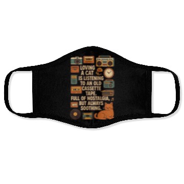 Discover Nostalgic Cat Listening Cassette Tape Face Masks