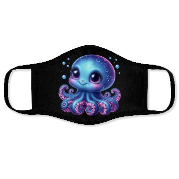 Discover Colorful Cartoon Octopus Illustration Face Masks