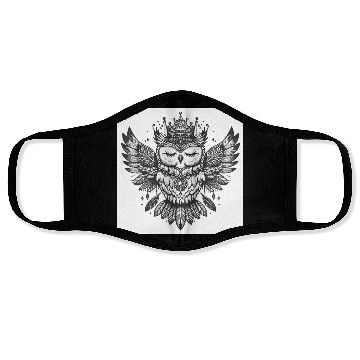 Discover Majestic Crowned Owl Fantasy Design Face Masks