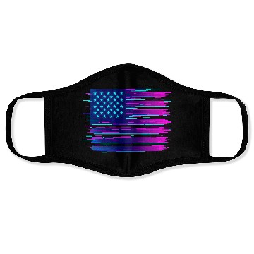 Discover Retro Neon Grunge American Flag Face Masks
