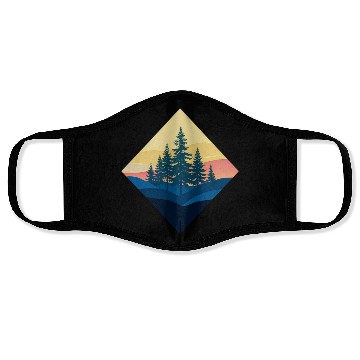 Discover Serene Mountain Pine Sunset Design Face Masks
