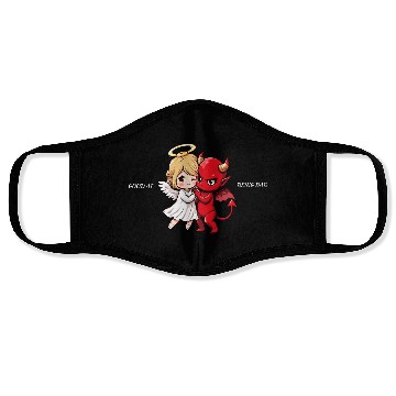 Discover Heavenly Angel vs Devil Cartoon Design Face Masks
