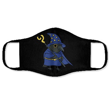 Discover Mystical Wizard Raven Illustration Face Masks