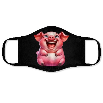Discover Joyful Cartoon Pig Illustration Face Masks