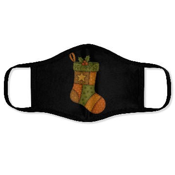 Discover Patchwork Stocking Christmas Vintage Folk Art Face Masks