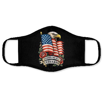 Discover Veterans Flag and Eagle Tribute Design Face Masks