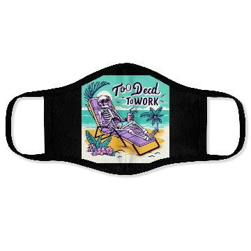 Discover Skeleton Relaxing at Beach Scene Face Masks