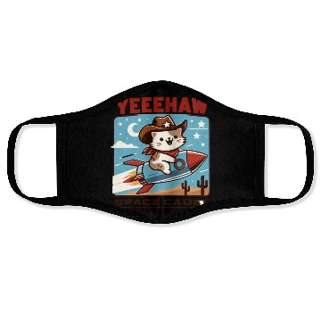 Discover Space Cowboy Cat Rocket Face Masks