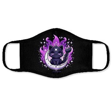 Discover Enchanted Night Sky Scorpio Cat Design Face Masks