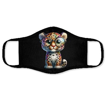 Discover Colorful Leopard Cub with Glasses Face Masks