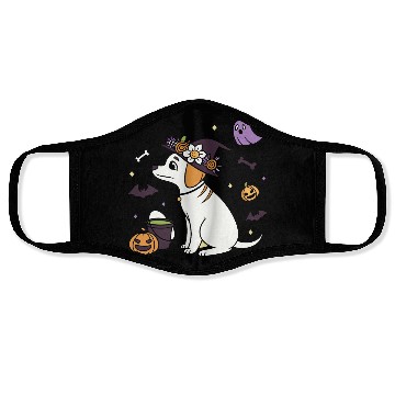 Discover Halloween Witch Dog Illustration Face Masks