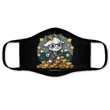 Discover Capricorn Business Goat Illustration Face Masks