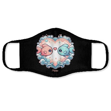 Discover Celestial Pisces Love Heart Illustration Face Masks