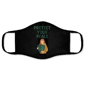 Discover Peaceful Defender Shield Illustration Face Masks