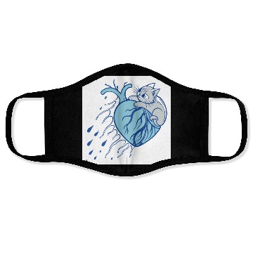 Discover Whimsical Cat Embracing Heart Face Masks