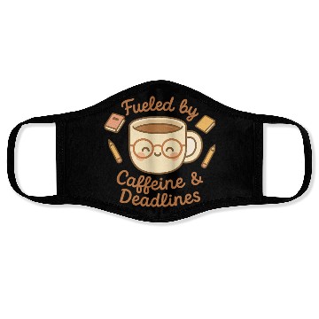 Discover Caffeine & Deadlines Coffee Lover Design Face Masks