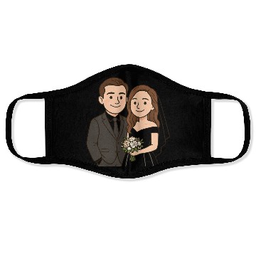 Discover Elegant Wedding Couple Illustration Face Masks