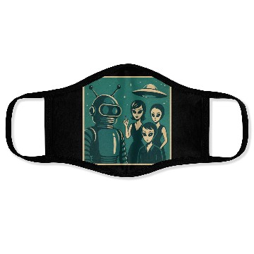 Discover Retro Sci-Fi Alien Encounter Design Face Masks