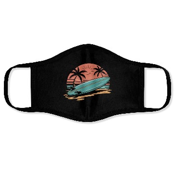 Discover Sunset Surfing Beach Scene Face Masks
