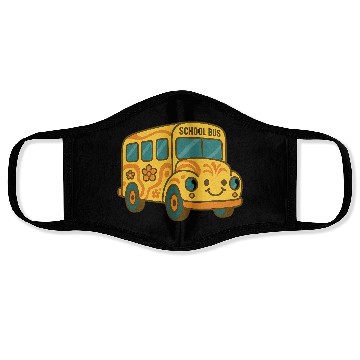 Discover Cute Yellow School Bus Back to School Fun Face Masks