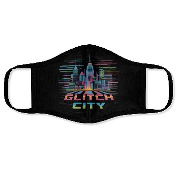 Discover Neon Cyberpunk Cityscape Design Face Masks
