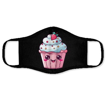 Discover Kawaii Strawberry Cupcake Illustration Face Masks