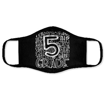 Discover 5th Grade Typography Team Fifth Grade Teacher Back Face Masks