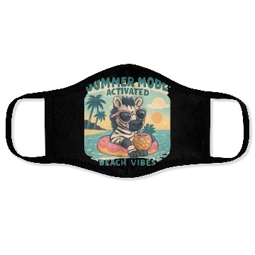 Discover Cool Zebra on Donut Floatie – Summer Vibes Face Masks