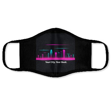 Discover Neon Skyline Cityscape Face Masks