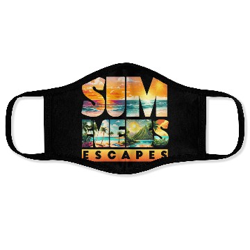 Discover Tropical Sunset Beach Scene Face Masks