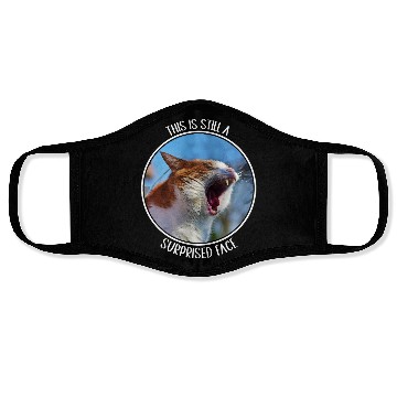 Discover This is Still A Surprised Face Funny Cute Cat Meme Face Masks