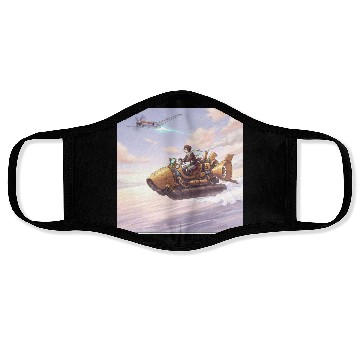 Discover Sunset Island Boat Scene Face Masks