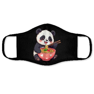 Discover Cute Panda Eating Ramen Noodles Face Masks