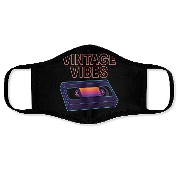 Discover Vintage Cassette Tape Neon Design Face Masks