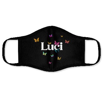 Discover LUCI - beautiful girl name with cute butterflies Face Masks