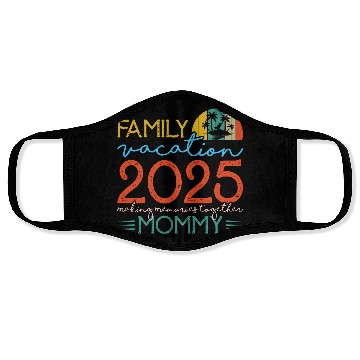 Discover Family Vacation 2025 Tropical Sunset Design Face Masks