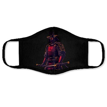 Discover Dark Samurai Warrior Illustration Face Masks