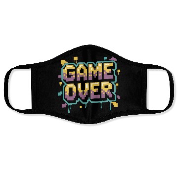 Discover Pixelated Game Over Message Design Face Masks