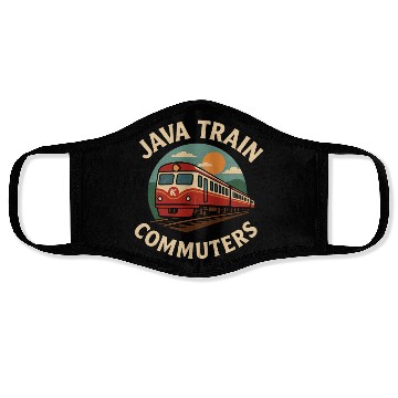 Discover Java Train Commuters Illustration Face Masks