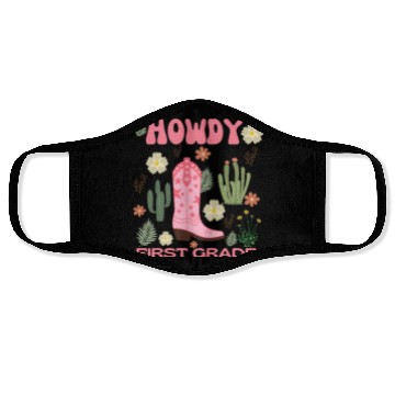 Discover Howdy First Grade Kids Face Masks, Cowgirl First Day